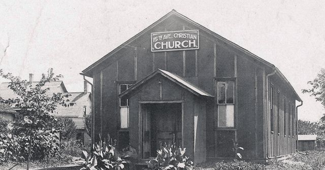 The original wood-frame 15th Avenue Christian Church building around 1910